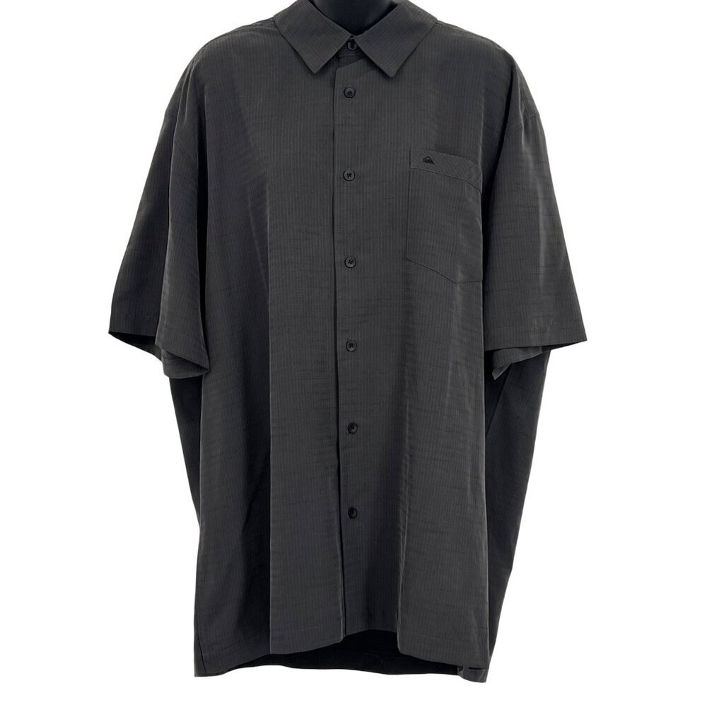Quiksilver Waterman Comfort Fit Short Sleeve Shirt XXL Black Polyester Blend